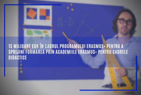 15 milioane EUR în cadrul programului Erasmus+ pentru a sprijini formarea prin academiile Erasmus+ pentru cadrele didactice