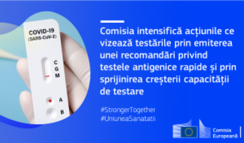 Noul coronavirus: Comisia intensifică acțiunile ce vizează testările prin emiterea unei recomandări privind testele antigenice rapide și prin sprijinirea creșterii capacității de testare