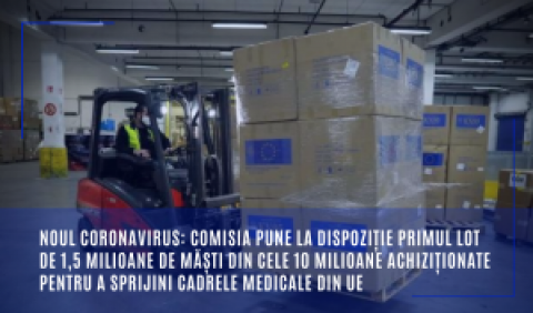 Noul coronavirus: Comisia pune la dispoziție primul lot de 1,5 milioane de măști din cele 10 milioane achiziționate pentru a sprijini cadrele medicale din UE