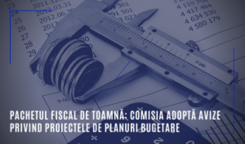 Pachetul fiscal de toamnă: Recomandare pentru România de a corecta, în 2020, abaterea semnificativă pentru atingerea obiectivului bugetar pe termen mediu