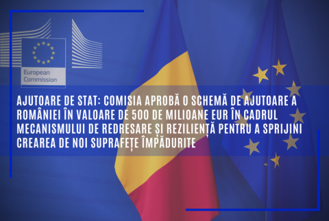 CE aprobă o schemă de ajutoare a RO în val. de 500 de milioane EUR în cadrul Mecanismului de redresare și reziliență ptr. a sprijini crearea de noi suprafețe împădurite